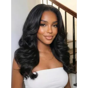 No Slip Glueless Lace Bmbshell Blowout Loose Wave Layered Wig Face-framing Feathered Layers Human Hair 200% Density