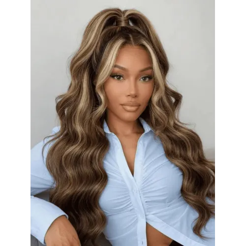 Honey Chestnut Blonde Face Framing Highlights 13×4 Loose Wave Pre Everything Wig Human Hair Wigs