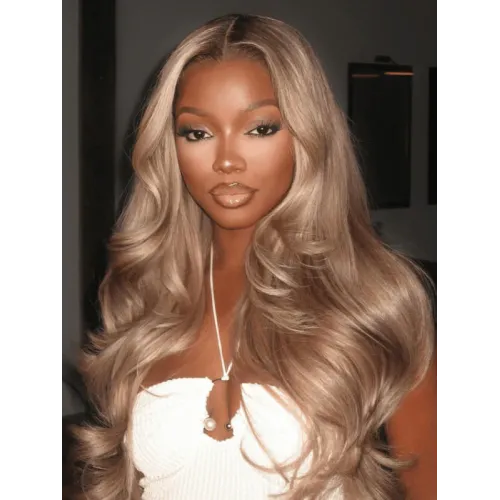 Smoky Beige Blonde With Root Melt 13×4 Pre Everything Body Wave Lace Frontal Wig Put On and Go With Invisi Drawstring Smoky Beige Blonde With Root Melt 13×4 Pre Everything Body Wave Lace Frontal Wig Put On and Go With Invisi Drawstring